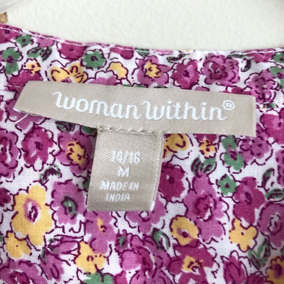 Woman Within Short Sleeve Floral Top Size 14/16 - Picture 4 of 9